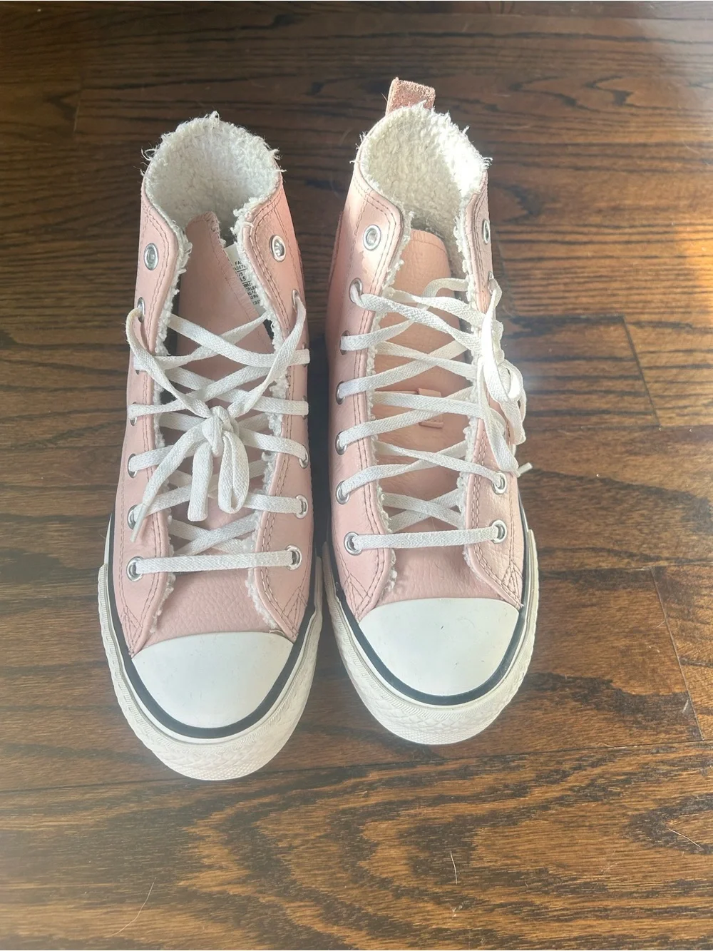 Converse High Top Sneakers in Pale Pink, fleece lined
